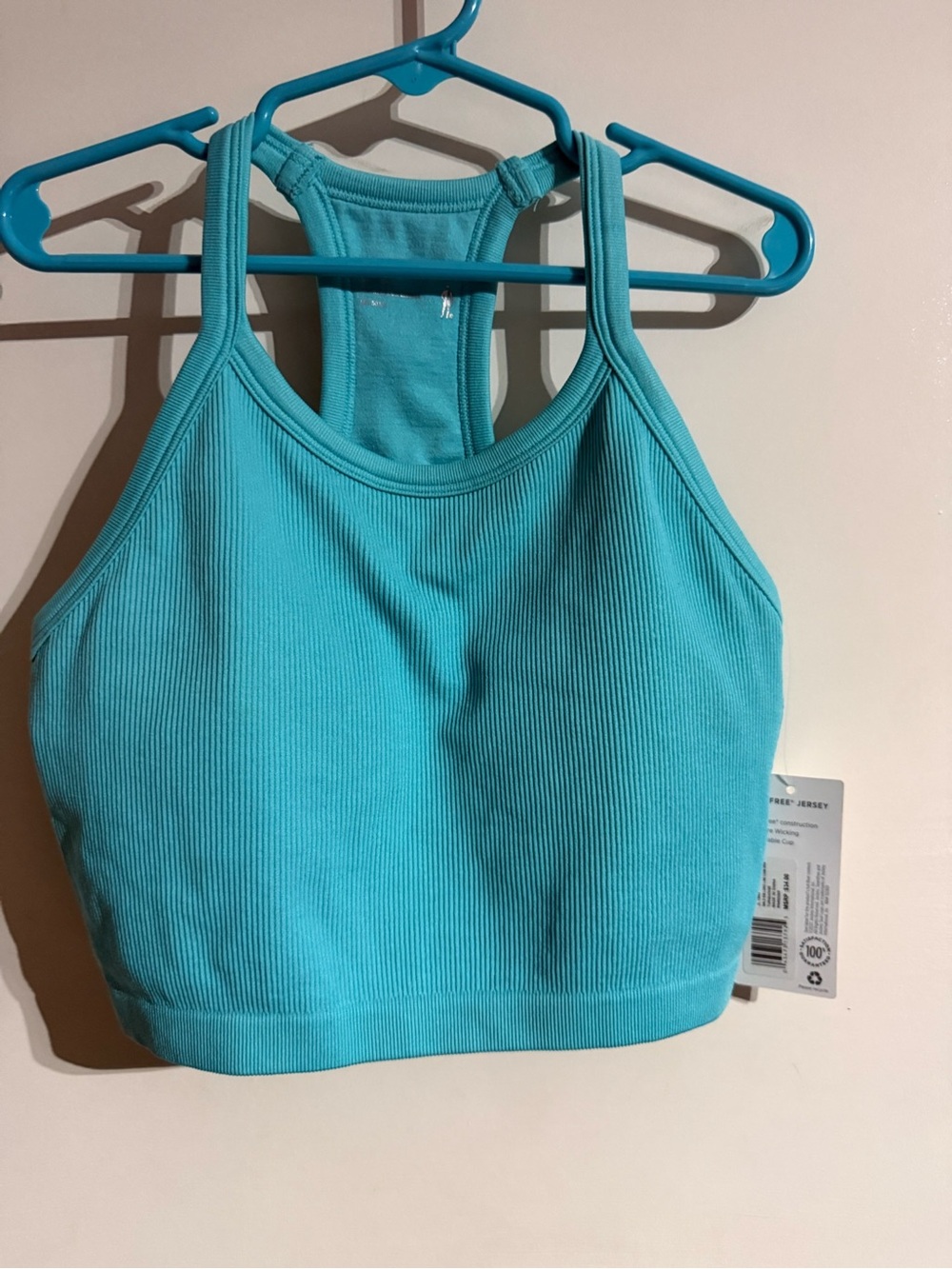 BNWT Women’s Turquoise Jockey Rib Long Line Cami Sports Bra Size Small